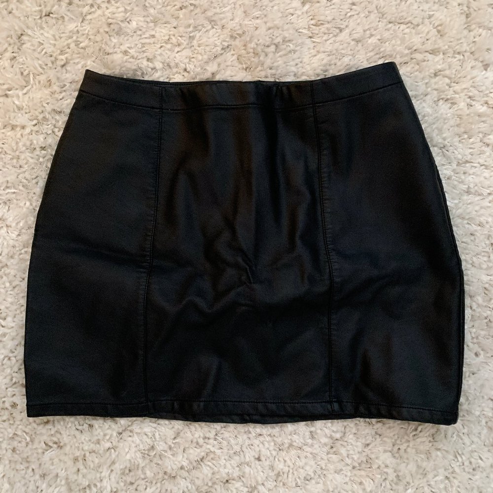 Black Faux Leather Skirt